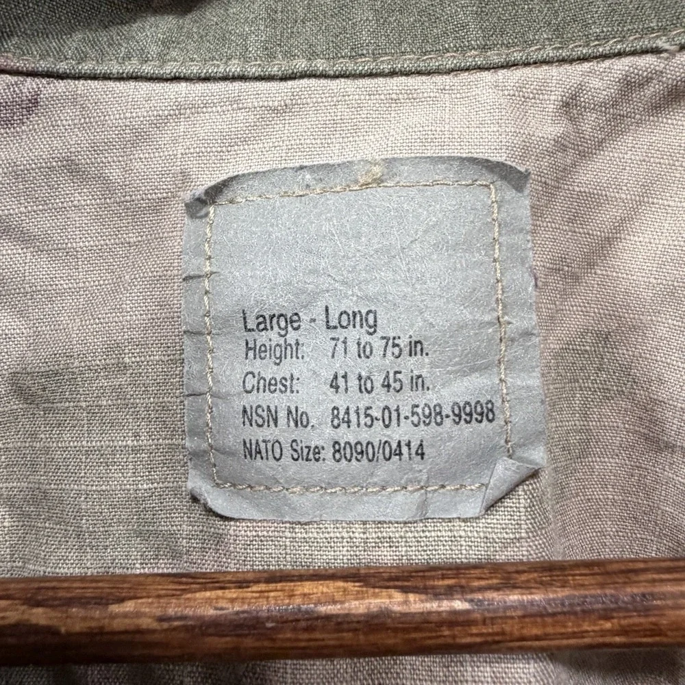 US Army Camo Coat Jacket FR Welding Hunting Sz Lg Long Euc Ripstop Gorpcore